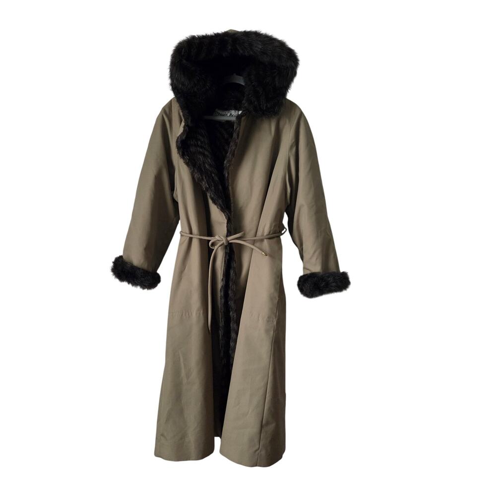 Vintage 70s Bonnie Cashin Russ Taylor Penny Lane Faux Fur Belted Coat XL